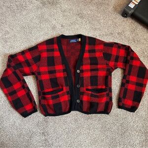 Ralph Lauren Red and Black Knit Sweater